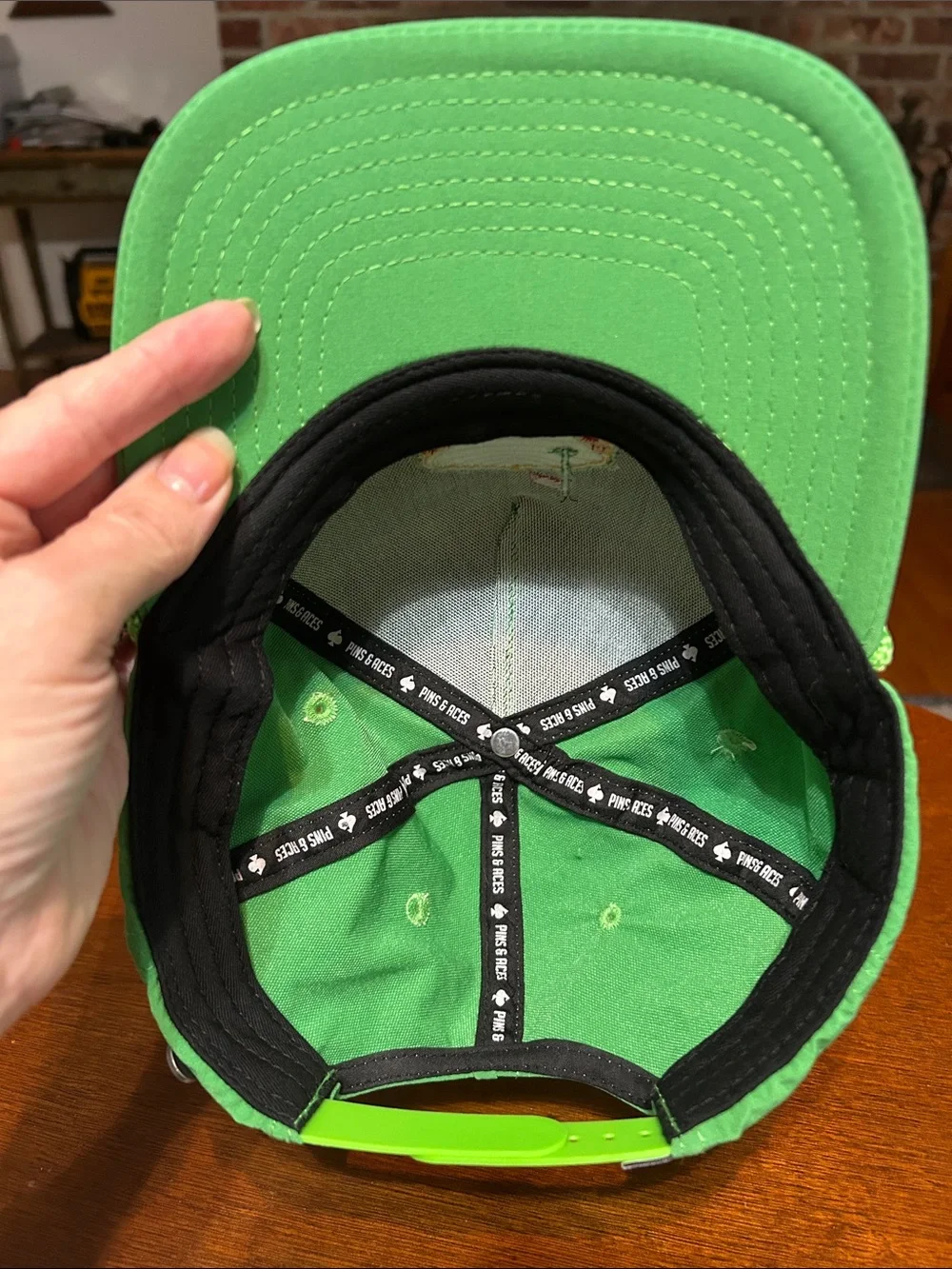 Master’s Pimento SnapBack hat in hard to find green.